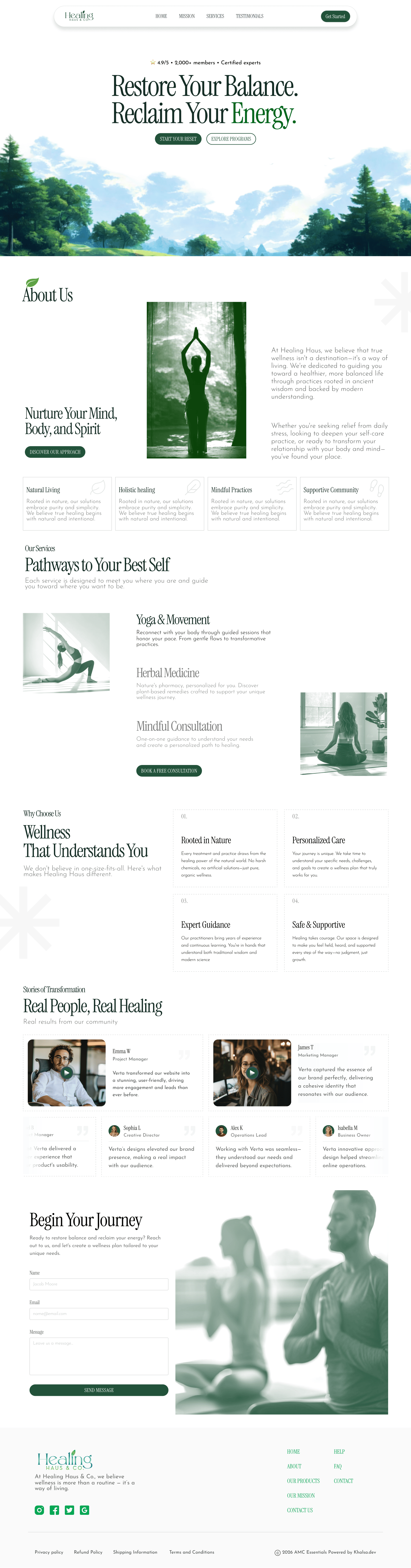 Healing Haus & Co. — Wellness, Reimagined craxinno craxinnotechnologies design figma design landing page landingpagedesign software development typography ui uidesign uxdesign