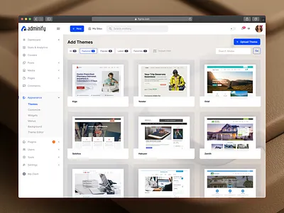 WP-Adminify — Theme Browser UI ai agent ai automation plugin theme builder ui ui website design wordpress