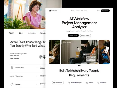 Landing Page Design ai ai project management ai saas landing page ai startup ai website ai workflow landing page landing page design product design project management typography ui user experience website design
