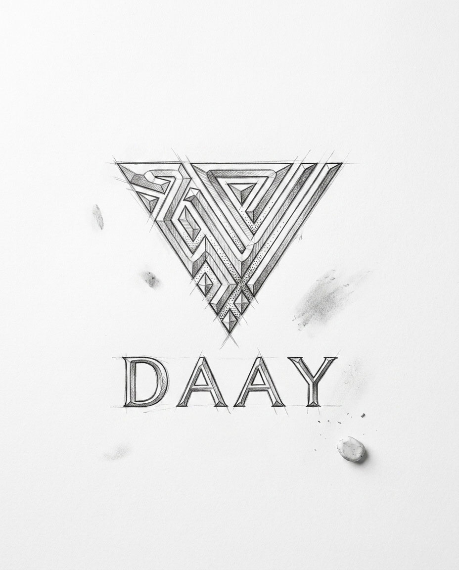 DAAY Personal Brand | Geometric logo sketch brandidentity geometric graphics design logo logodesigner logogrid monogram pencilsketch process sketchbook
