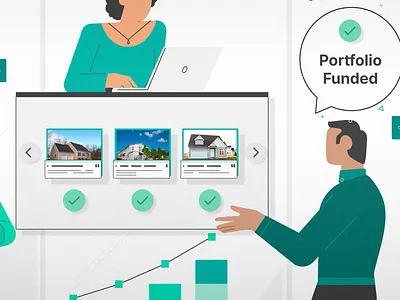 Portfolio funded character design explainer graph graphic design illustration realestate vector video
