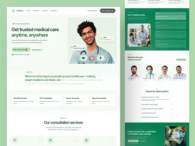 TreMedi — Modern Telehealth Platform Website Design / Healthcare appointment booking care platform digital health platform doctor appointment doctor booking doctor finder doctor profile health service healthcare healthcare platform healthtech product jabel landing page medical consultation medical product medical saas patient profile telehealth website telemedicine website design