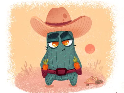 Cactus boy character cute design drawing illustration minimalist simple