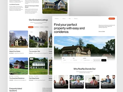 Real Estate Website Design clean ui figma homepage design landing page minimal web product design property app property listing real estate real estate ui real estate website saas website ui design web design web ui website website design
