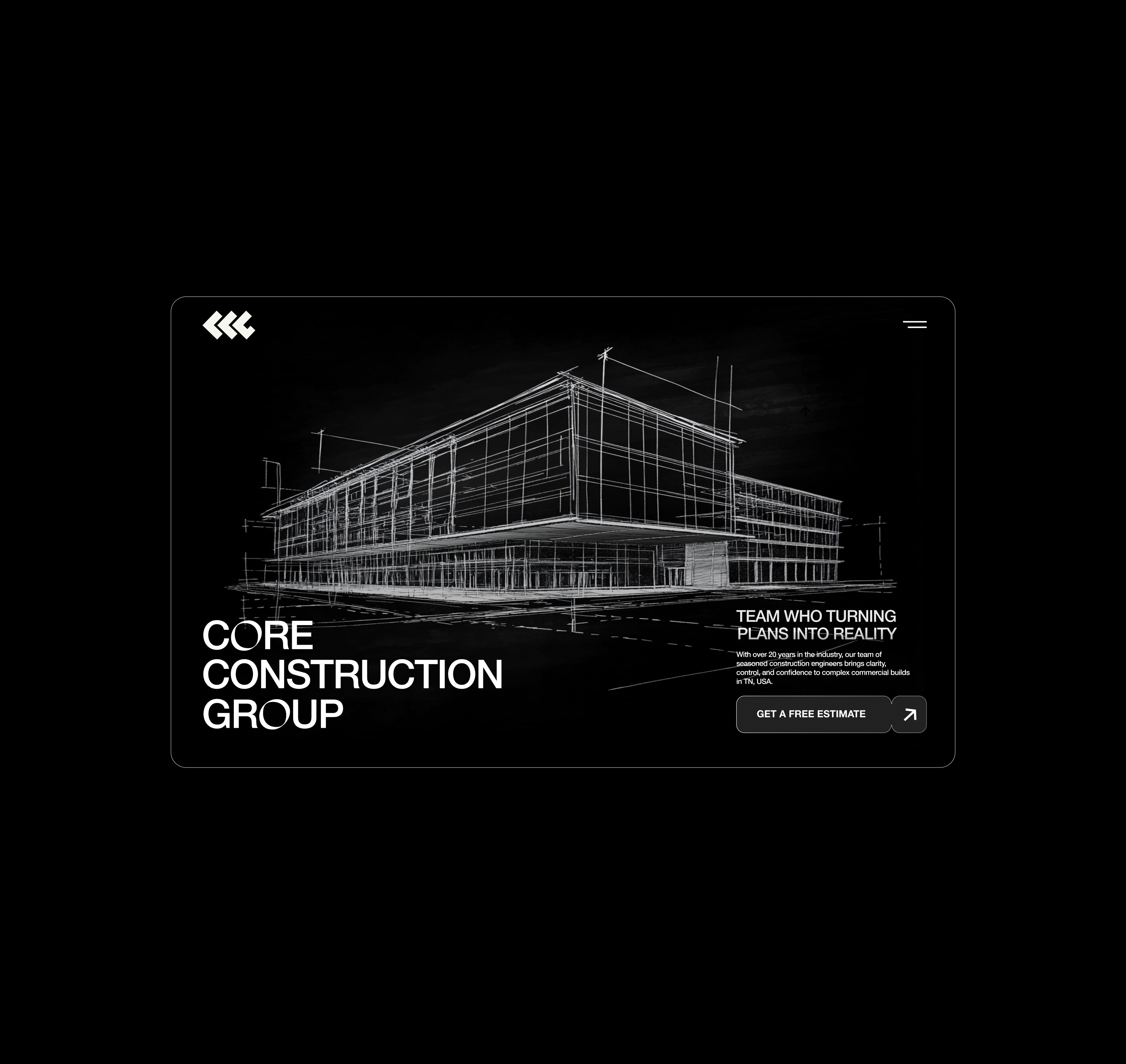 Construction Company Website architecture website cinematic design construction website creative direction digital experience fullscreen menu interactive website landing page minimal website modern website monochrome design motion design motion ui portfolio website preloader animation typography design ui design uiux web design website animation