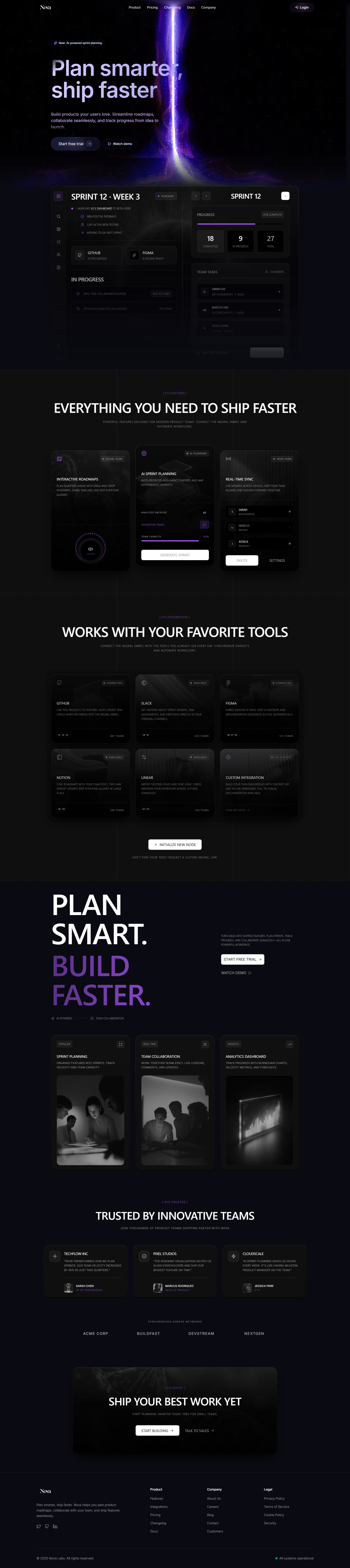 Nova SaaS Product Roadmap Template agency animation business dark digital product figma futuristic landing page product design project management redesign saas ui ui design ux design web design website design