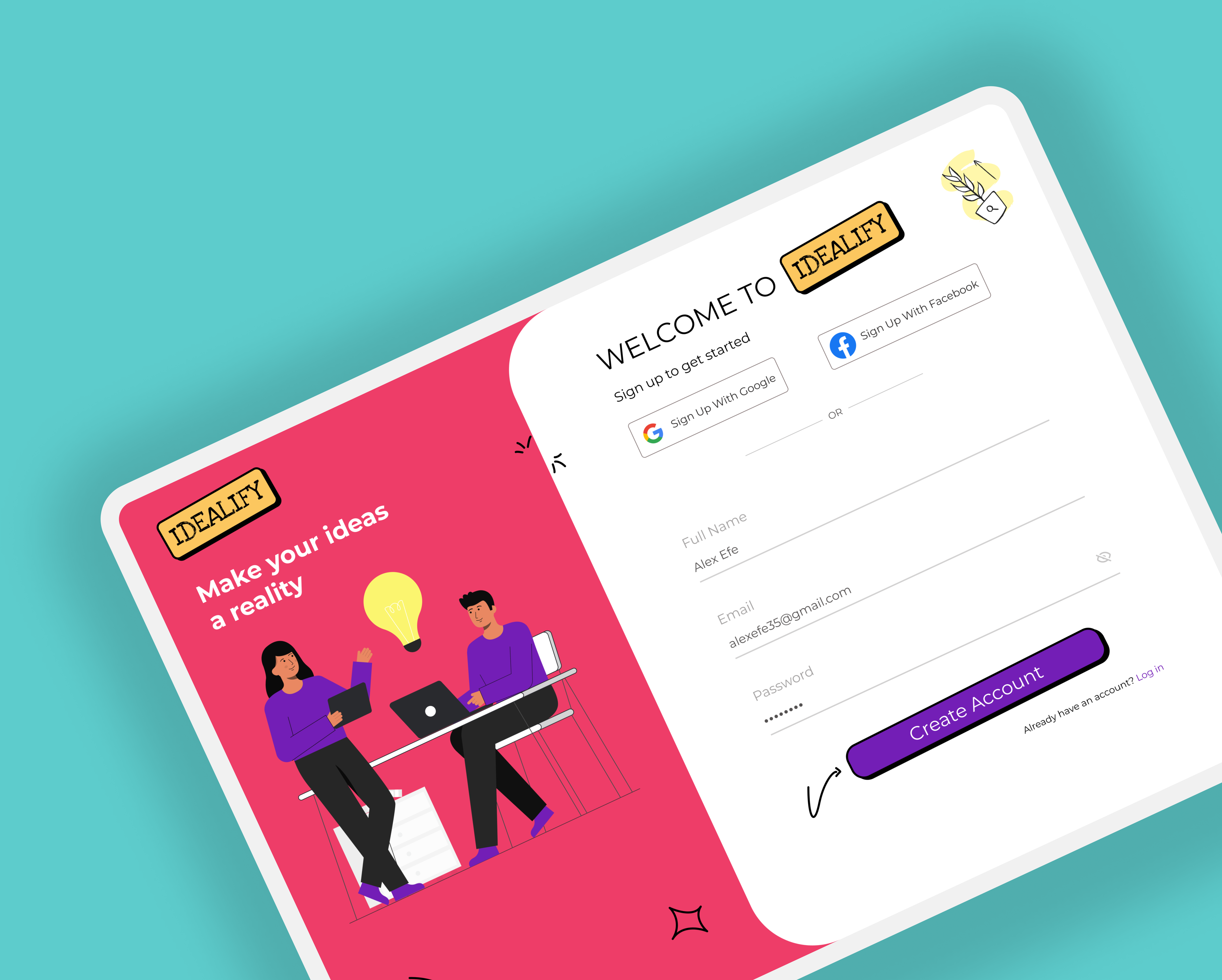 Daily UI #001- Idealify Sign Up Page ui