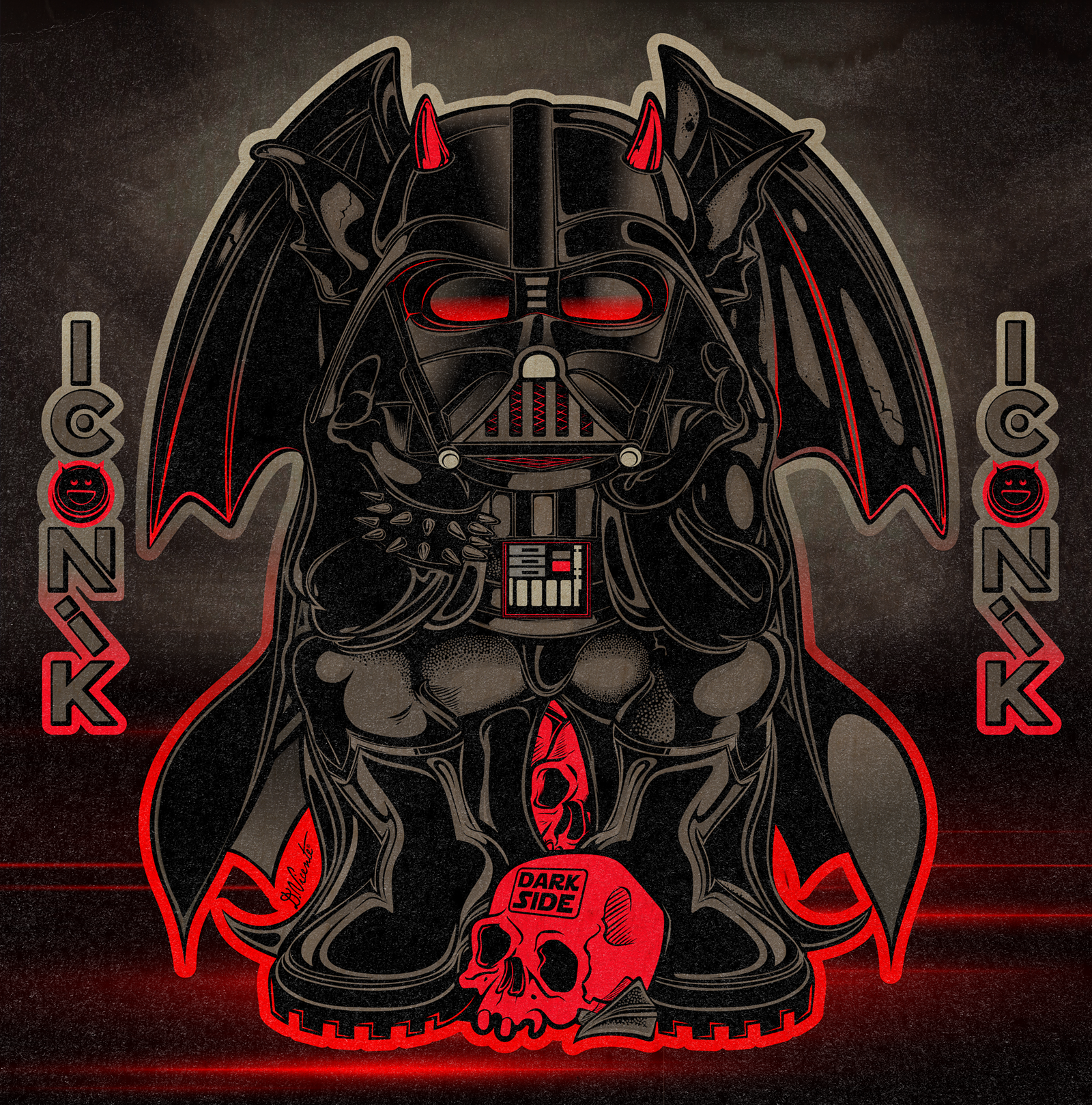 TEEN GARGOYLE #14 – DARTH VADER VIBES cartoon art character design creature design dark art dark side darth vader david vicente digital art gargoyle illustration inking lowbrow art movie tribute pop culture art sci fi art space opera star wars teenage gargoyle villain art weird art