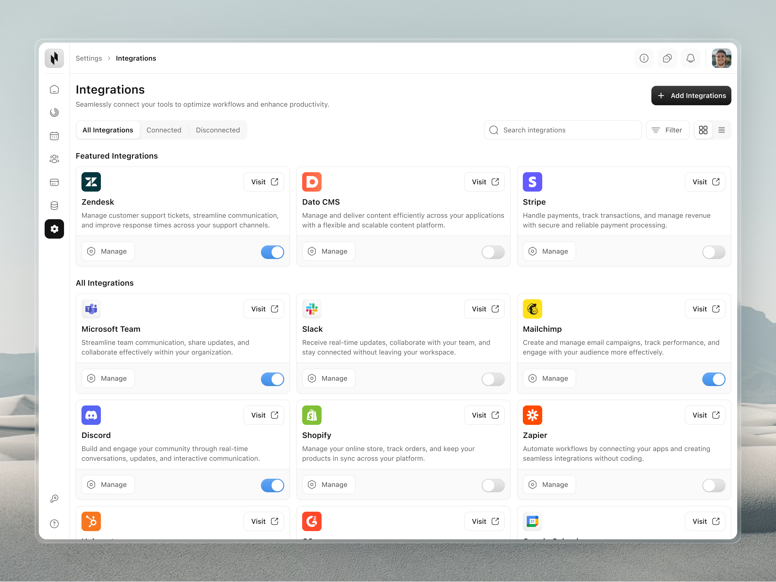 Integrations Dashboard