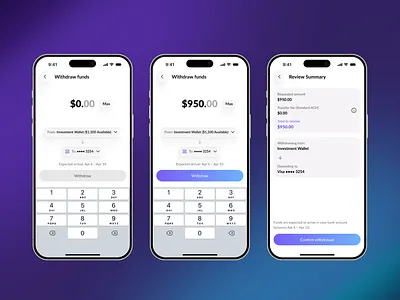 ALEF Investment App — Withdrawal Flow finance ux fintech app investment app mobile app mobile banking product design ui design ux flow withdrawal flow