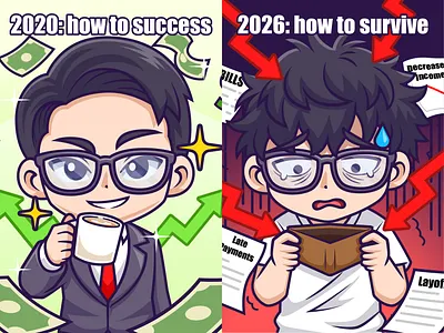 How to Success, How to Survive💪🏻 branding business character cute doodle economy flat icon illustration logo man money people stress success survival tired working