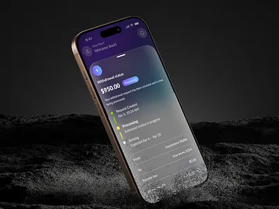 ALEF Investment App — Withdrawal Status app design bottom sheet clean finance glassmorphism graphic design mobile app product design status ui ux withdraw
