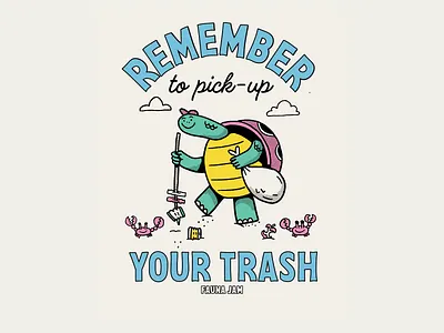 Pick up your trash illustration recycle trash turtle
