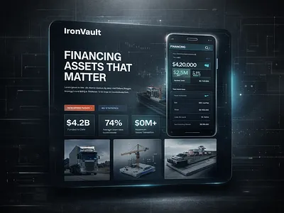 IronVault — Asset Financing Platform darkui dashboard dribbbledesign financeapp fintech futuristicui mobileui productdesign saasdesign startupdesign techui uidesign uxdesign webapp webdesign