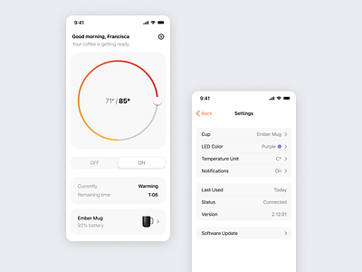 Smart Cup - iOS Mobile App app design typography ui