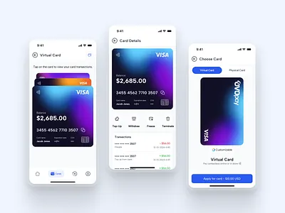 Ovopay VCC Feature UI/UX Design appdesign bankingapp carddesign creativedesign dashboardui digitalbanking dribbble fintechapp fintechdesign fintechui mobileappdesign mobileui productdesign uidesign userinterface uxdesign vcc virtualcard visacard