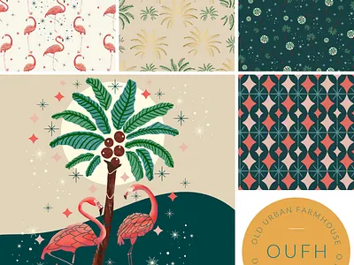Palm Springs Mid-Century Modern Desert Collection - Teal desert fabric gifting home decor midcentury palm springs party supplies stationary surface pattern surface pattern design tableware