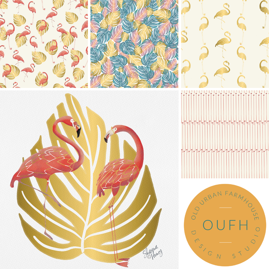 Palm Desert Flamingo Collection - Gold