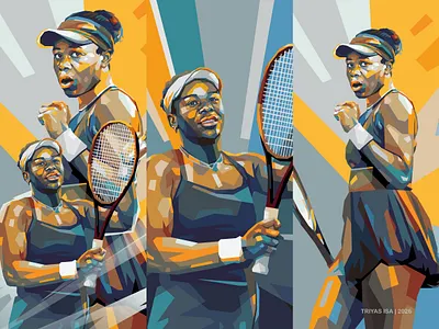 Victoria Mboko art style colorful fanart fanart poster illustration pop art portrait sport sport poster sports tennis player tennis poster vector vectorart vintage color yellow