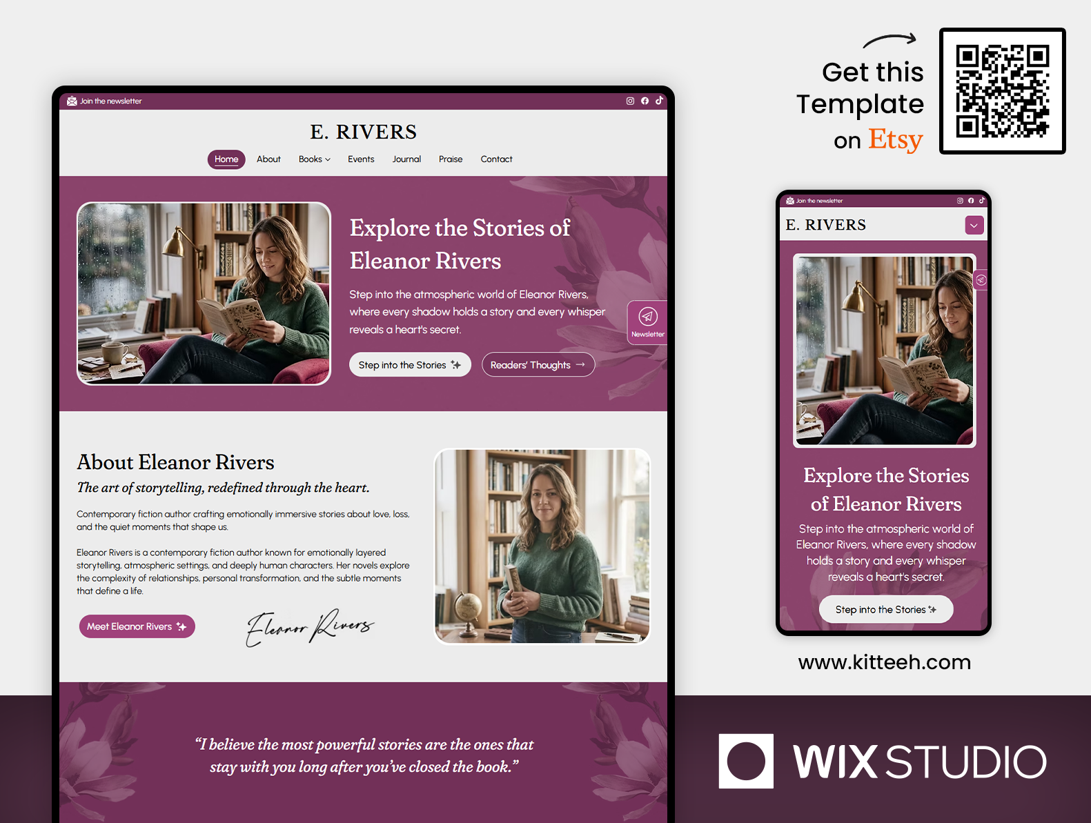 Example of Book Writer - Wix Studio Website Template