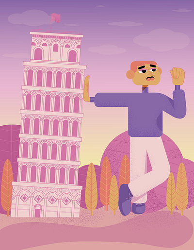 Dolce far niente... bored graphic design illustration illustrator italia man pisa torredipisa tower vector