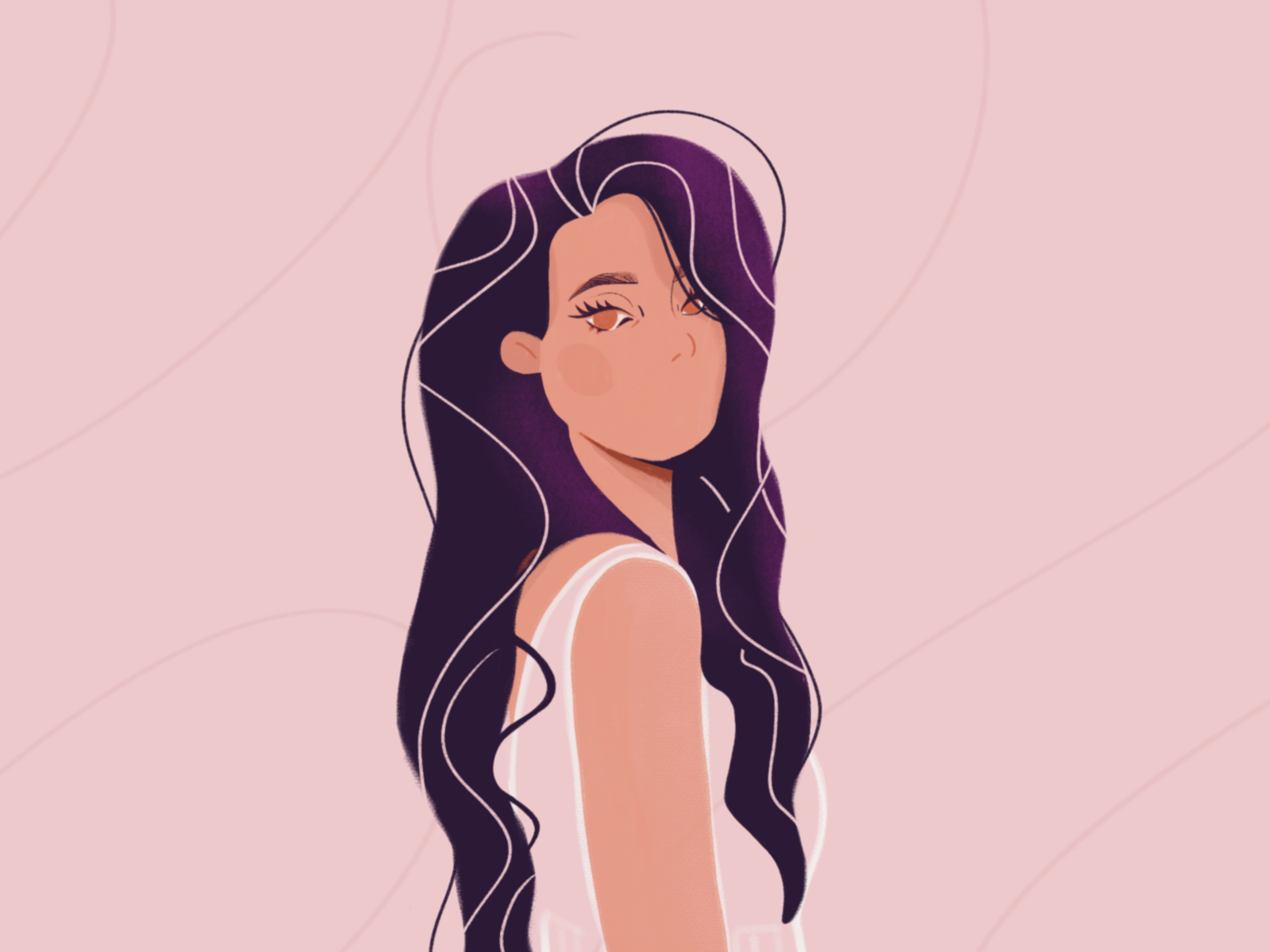 Portrait femenine hair her illustration portrait procreate