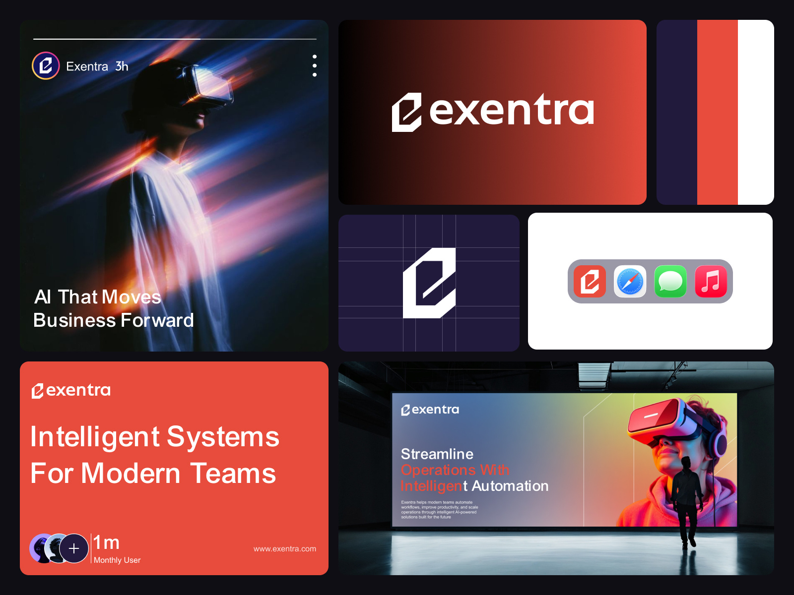 Example of Exentra - AI Startup Branding & Modern Logo Design