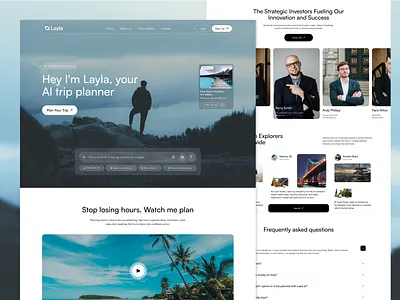 AI Travel Assistant & Booking Landing Page ai travel assistant ai website booking platform booking website modern ui product travel app ui travel landing page ui ux design web