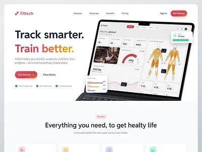 Fittech - Report Page cleandesign design fitness fittech healty minimal minimaldesign minimalist modern moderndesign train typography ui uidesign uiux ux uxdesign webdesign website workout