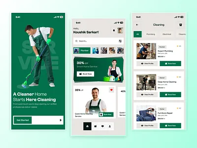 Home Service App UI Design app booking app booking system cleaning app design handyman home cleaning app home services app housing service ios app mobile mobile app on demand app plumber repair service booking app service marketplace smart home ui web