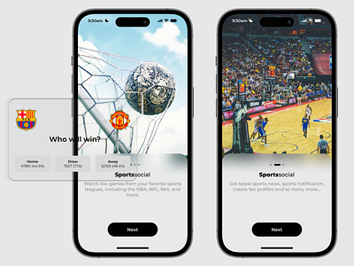 Sportssocial live score sports sports app streaming app ui ux