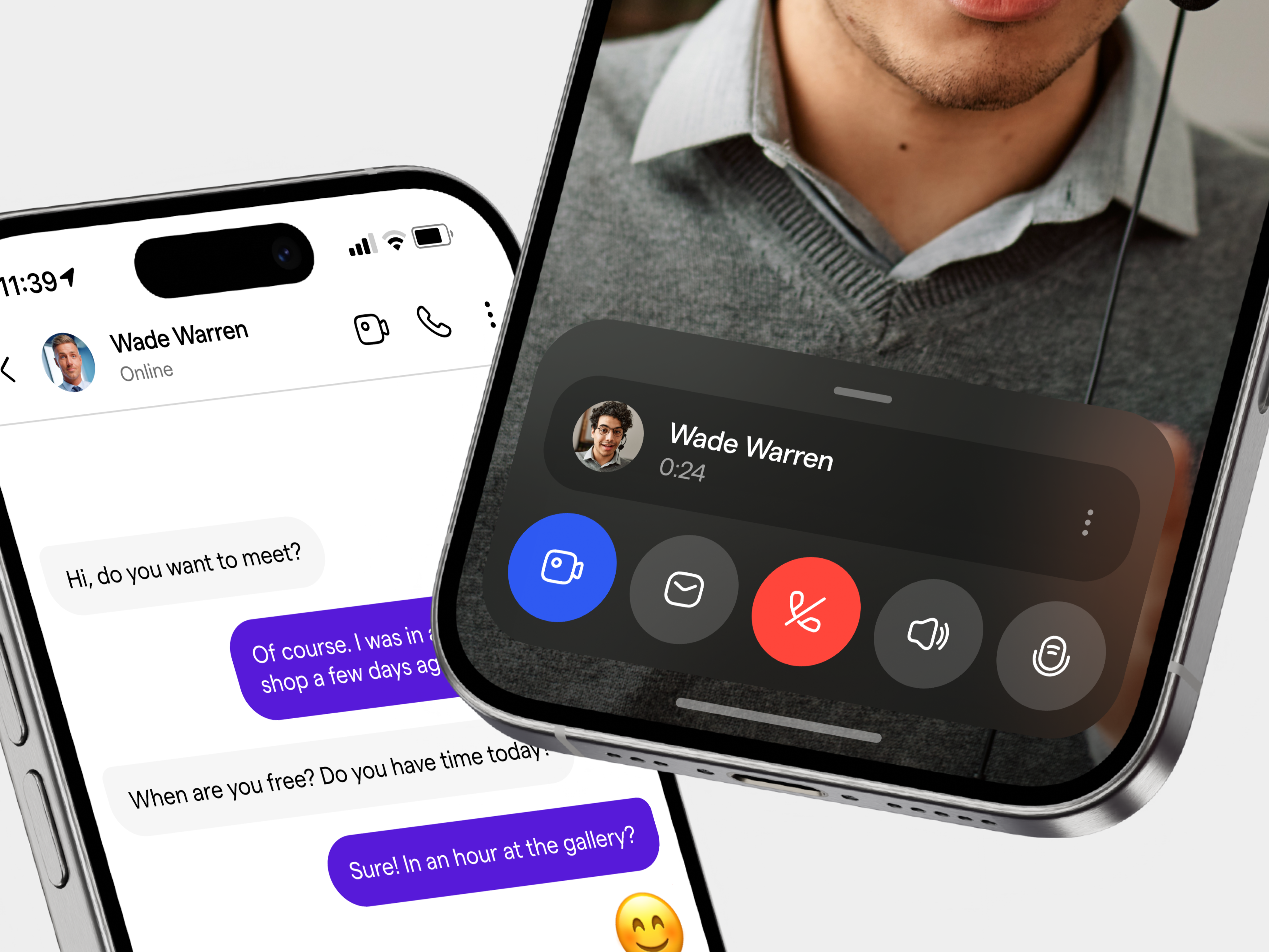 Messaging & Video Call App app design call interface chat application chat ui communication app glassmorphism interaction design ios app messaging app messenger minimal ui mobile app mobile ui social app social platform social ui uiux video call video calling voice chat
