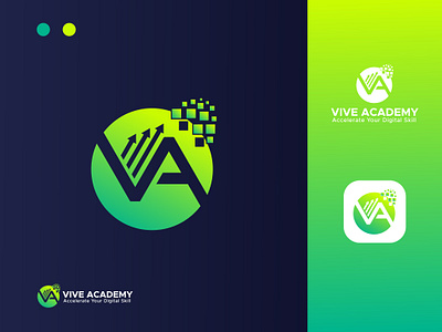 Digital Marketing Logo Design Project for Vive Academy. academy branding business certificket creative logo digital graphic design illustration letter a letter v lettermark logo logo design logo folio marketing modern logo technology teck vector vive academy