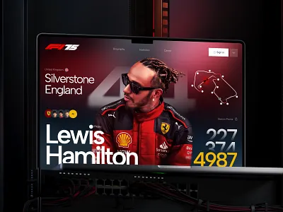 Formula 1 Website Design - Driver Profile creative ui dark ui driver profile f1 formula 1 interface design landing page modern ui motorsport product design racing design sports ui sports website ui design ui ux ui ux design ux design web design website design