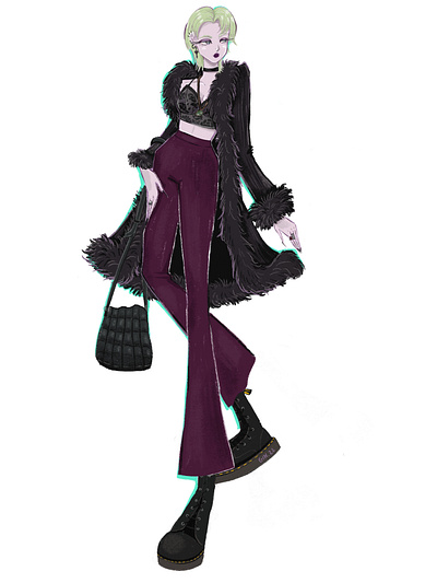 Dark style boho goth design fashion illustration procreate