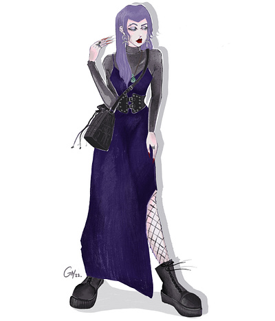 Goth style design digital illustration fashion illustration