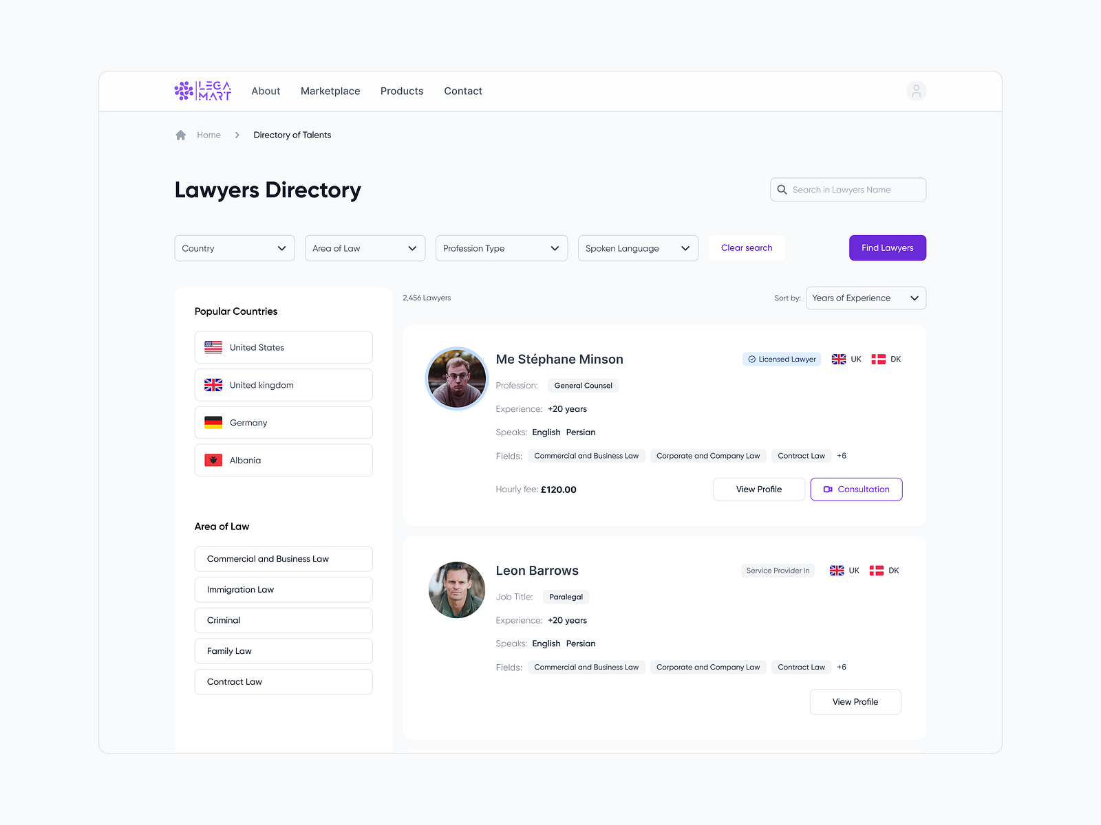 Lawyers Directory by Erfan Aryanmanesh on Dribbble