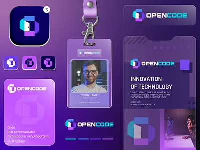 OpenCode Futuristic Tech Identity branding creative design gradient design graphic design identity innovation branding logo logo design minimalist logo