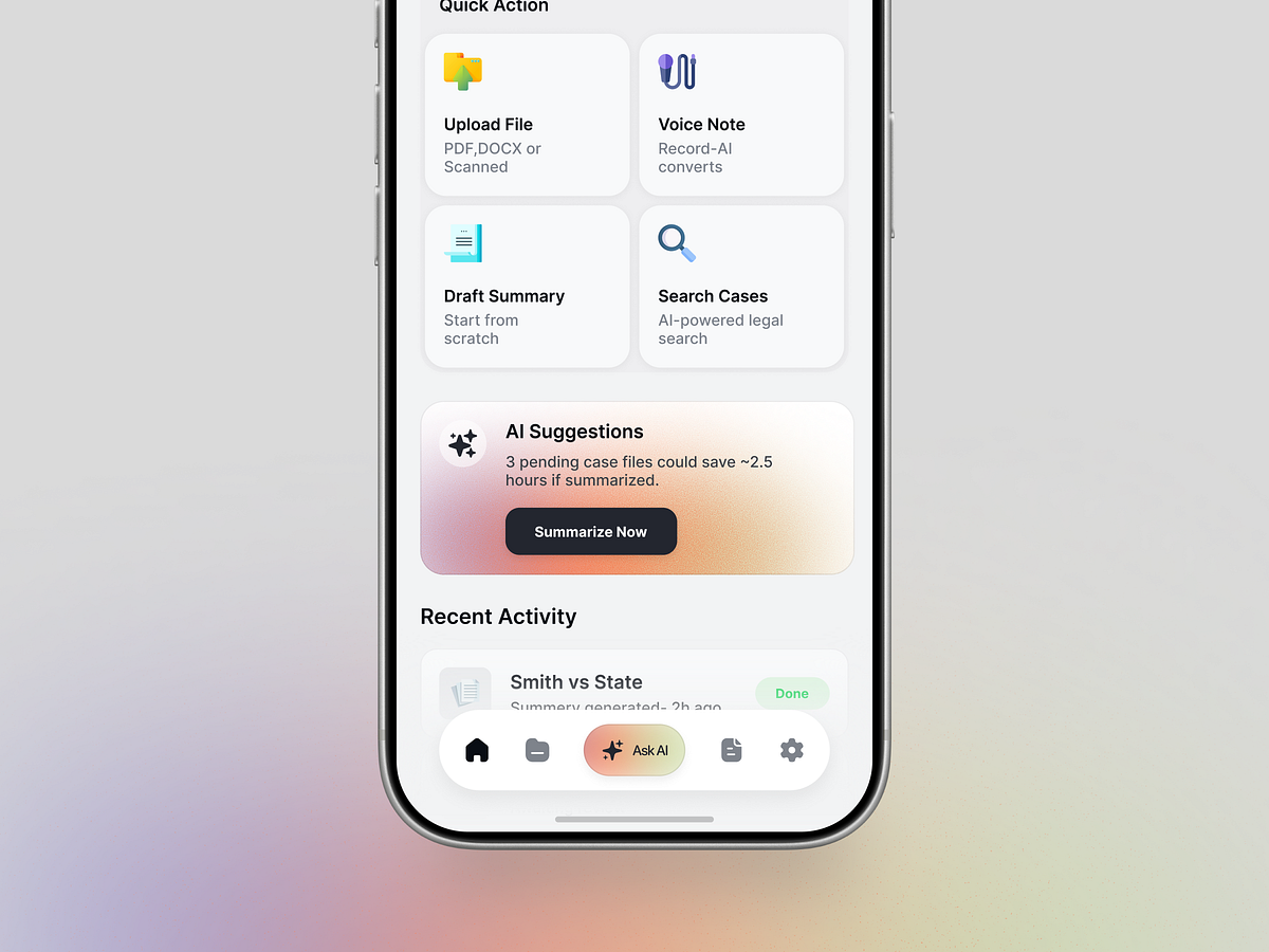 AI Legal Assistant Mobile App Design Image 0