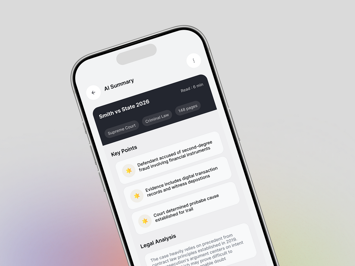 AI Legal Assistant Mobile App Design Image 2