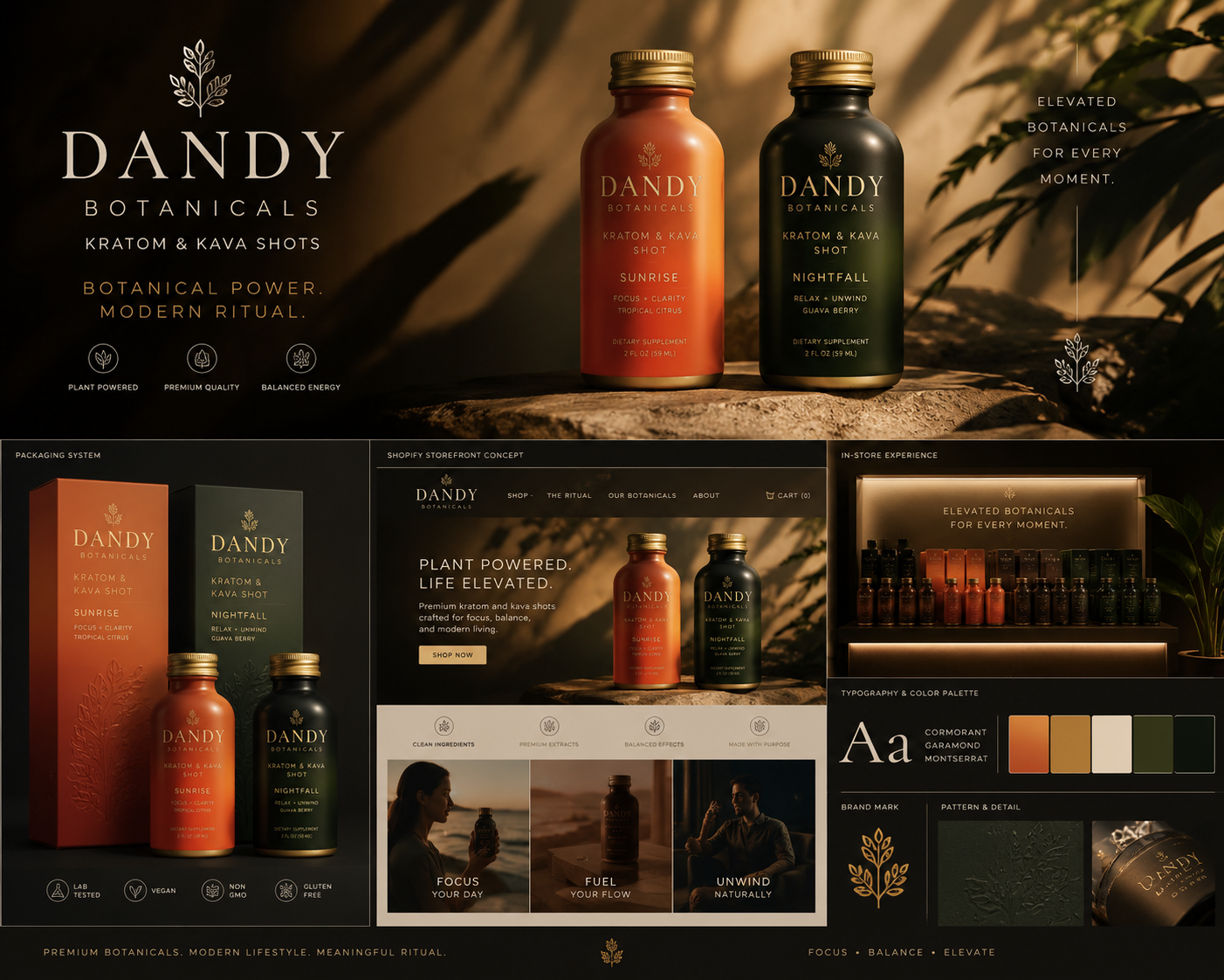 Botanical luxury brand concept board brand strategy branding design graphic design