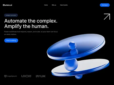 AI 3D Landing Page 3d 3d animation 3d branding abstract ai ai symbol ai website blue branding loop animation modern website motion graphics ui ui design ui ux web design