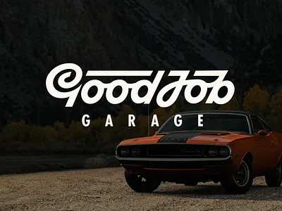 GoodJobGarage: logo visual american branding calligraphy cars custom design flow fun graphic design identity lettering logo original playful retro script sports standout type