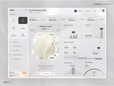 Finance Dashboard SaaS UI | Smart Banking & Card Analytics Web admin dashboard analytics analytics dashboard banking banking ui card ui clean ui dashboard dashboard ui data visualization finance finance ui fintech juice lab payment dashboard product design saas saas dashboard ui ux web app