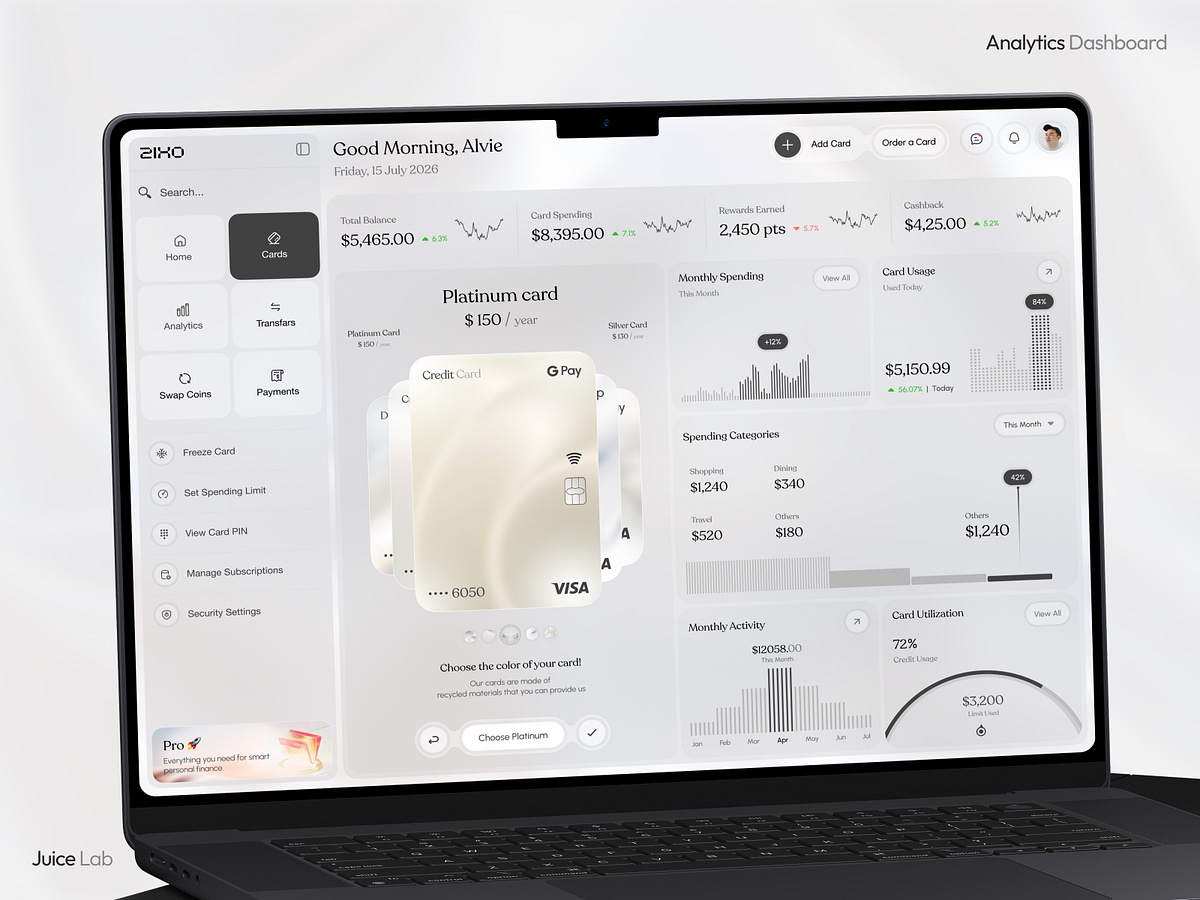 Finance Dashboard SaaS UI | Smart Banking & Card Analytics Web Image 0