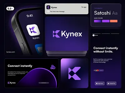Kynex — Modern Tech Startup Branding ai app alamininovix app icon branding dark mode ui k kynex letter k logo design minimalist mobile design modern branding saas tech startup uiux visual identity