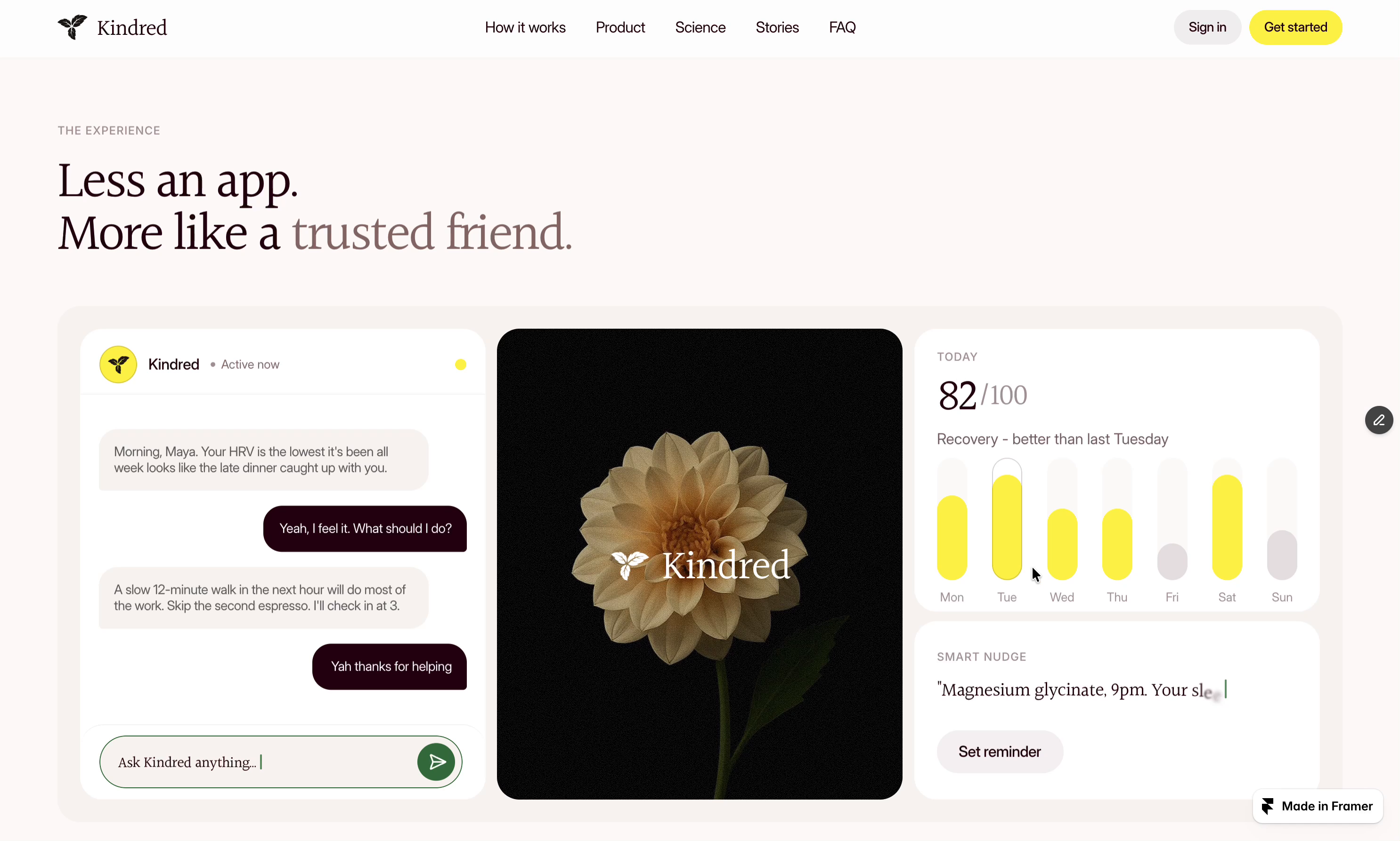 Our product section design in Framer