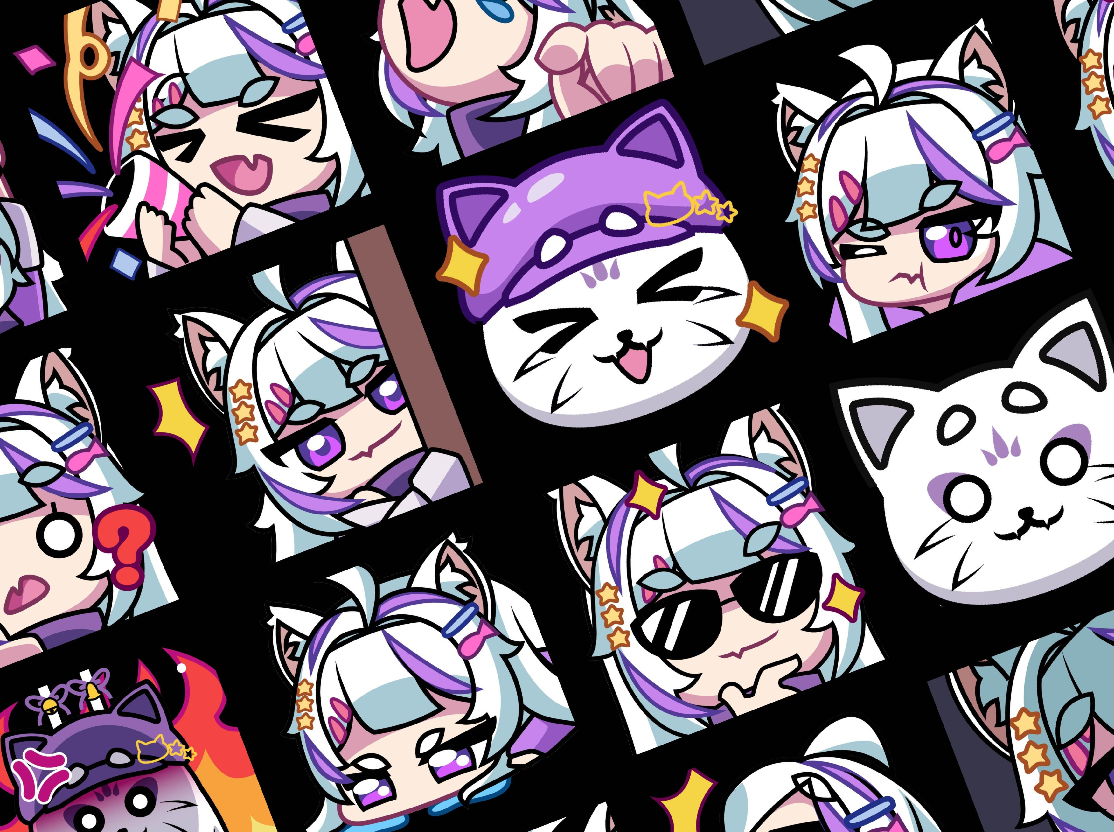 Streamer Emotes & Sub Badges - Visual Identity advertising design brand identity branding campaign design emotes exhibition design game assets gaming illustration magazine marketing campaigns merchandise social media graphic sticker design streamer user interface virtual youtuber visual identity vtuber