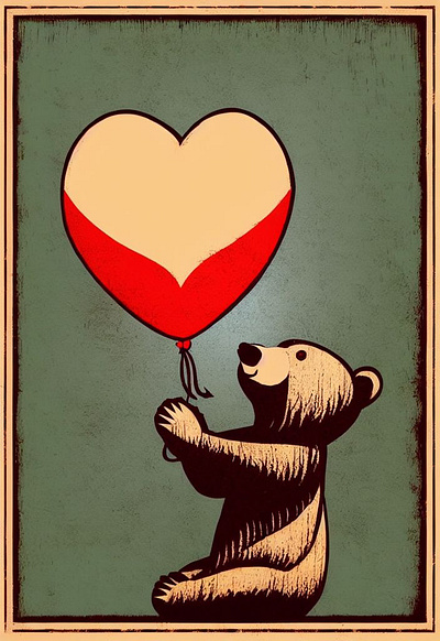 Bear Holding A Love Balloon 2d art artwork conanjett concept design digital drawing illustration