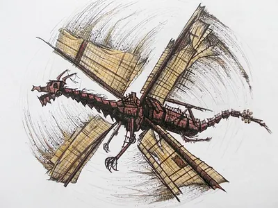 Kinetic Study conceptual creature design drawing editorial experimental ink line art sketch